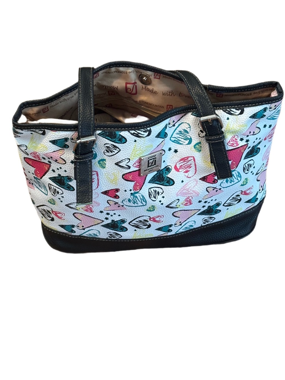 Stone Mountain USA Multi-Color Heart Print Tote Bag